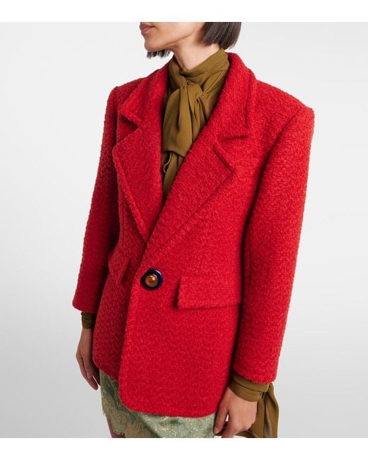Saint Laurent Red Wool And Silk-Blend Tweed Jacket