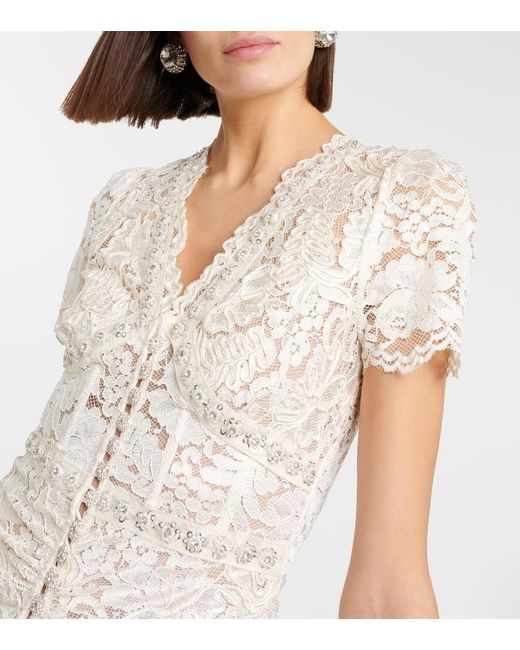 Self-Portrait White Lace Midi Dress