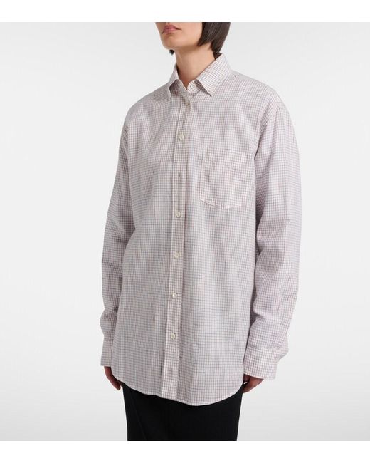 The Row White Dalan Checked Cotton Shirt