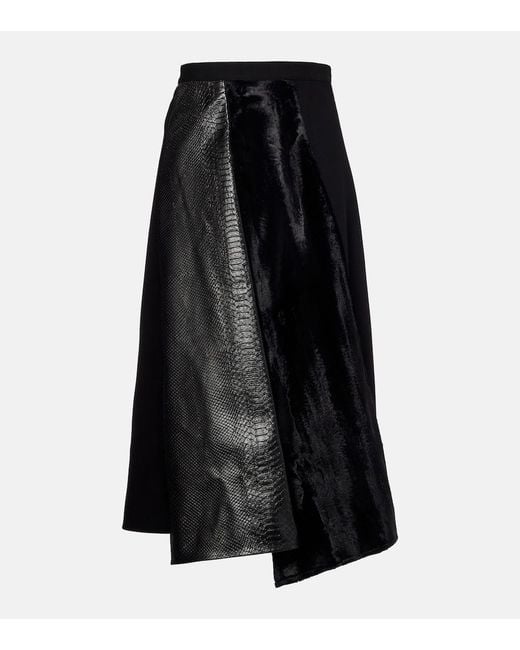 Junya Watanabe Black High-Rise Wool-Blend Maxi Skirt