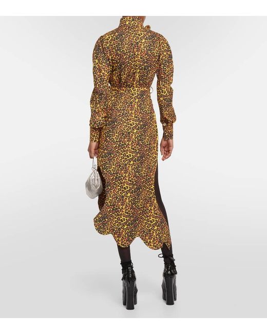 Vestido midi asimetrico de algodon estampado Vivienne Westwood de color Yellow