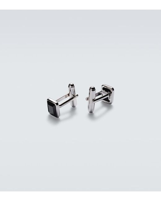 Mateo White Sterling Cufflinks With Onyx for men