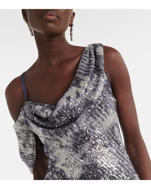 Diane von Furstenberg Blue Joaquin Sequined Maxi Dress