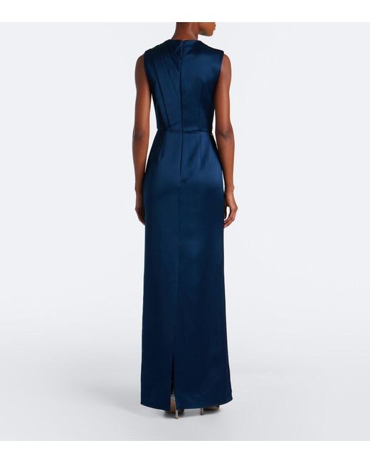 Erdem Blue Embellished Satin Gown
