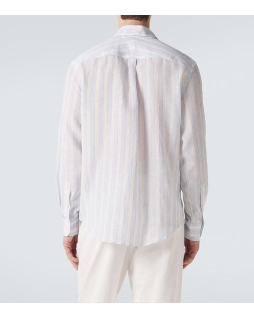 Dunhill White Striped Linen Shirt for men