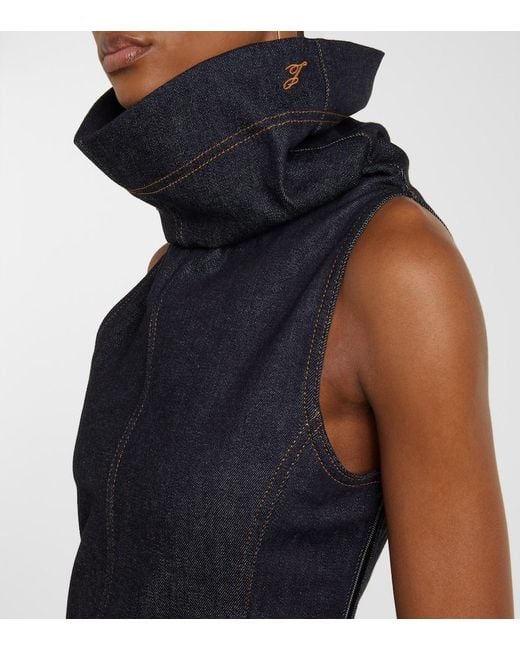 Jacquemus Blue La Triangle De-Nîmes Panelled Midi Dress