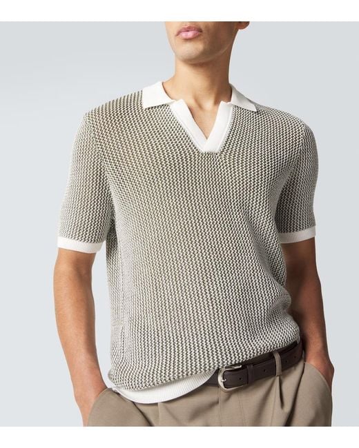 Orlebar Brown Gray Horton Crochet Cotton Polo Sweater for men
