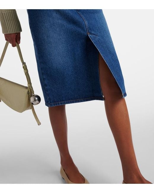 AMI Blue Denim Pencil Skirt