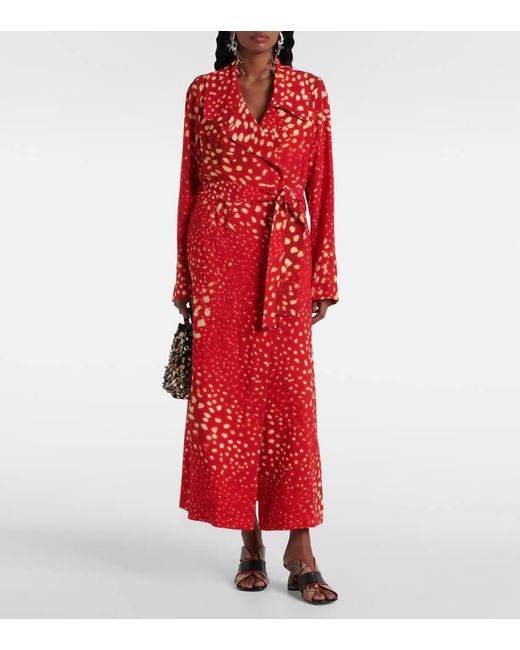 Dries Van Noten Red Printed Coat