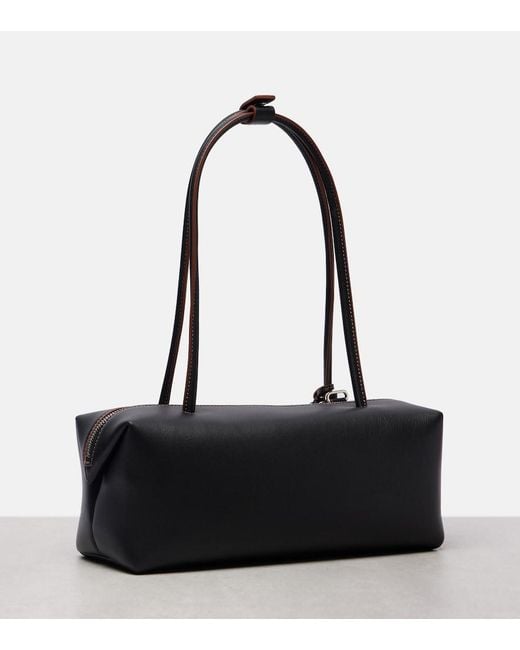 Max Mara Black Holdall Small Leather Tote Bag