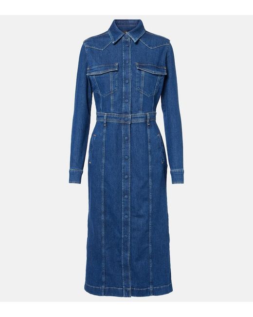 Vestido Camisero De Denim 7 For All Mankind de color Blue