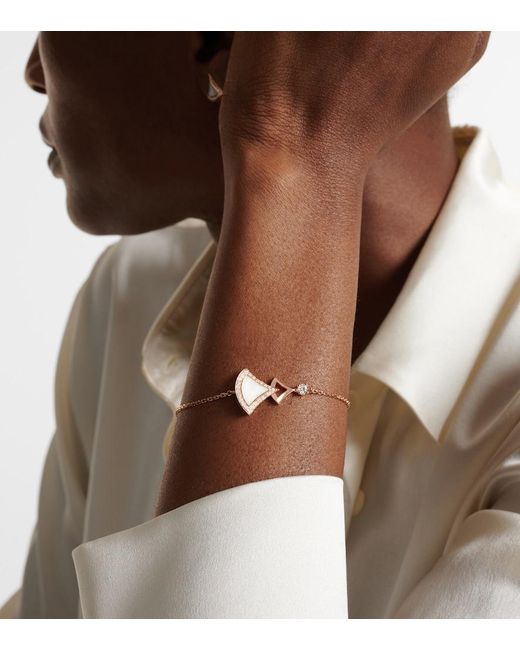 BVLGARI Metallic Divas' Dream 18Kt Rose Bracelet With Mother-Of-Pearl And Diamonds