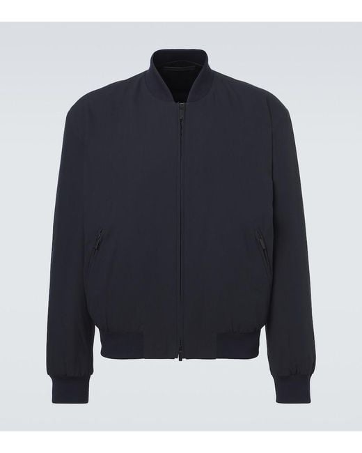 Giorgio Armani Blue Cotton-Blend Bomber Jacket for men