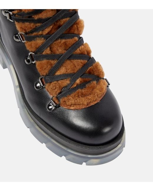 Bogner Black Swansea Shearling-trimmed Leather Ankle Boots