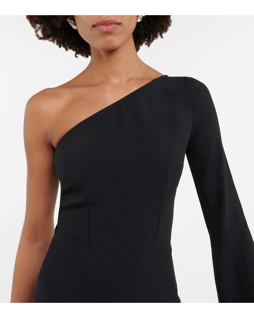 Taller Marmo Blue Aventador Fringed One-Shoulder Midi Dress
