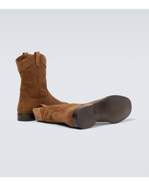 Lemaire Brown Suede Cowboy Boots for men