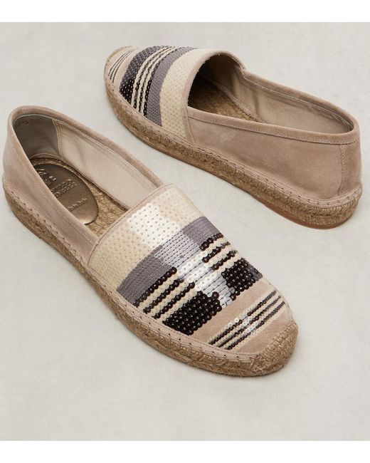 Brunello Cucinelli Natural Sequined Suede Espadrilles