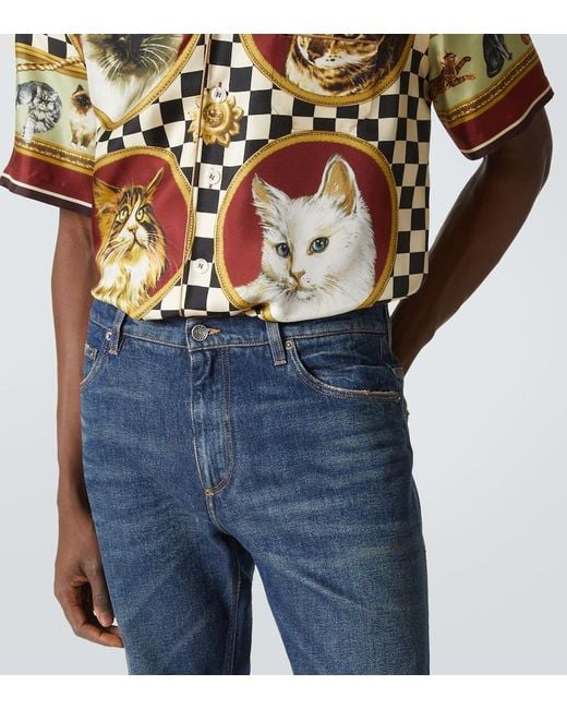 Dolce & Gabbana Blue Distressed Slim Jeans for men
