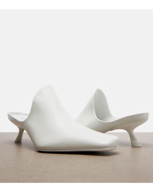 Loewe White Emily Leather Mules