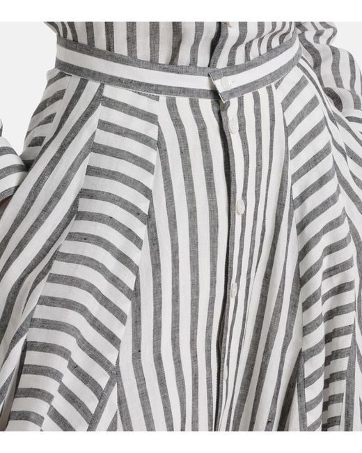 Ralph Lauren White Shamus Striped Linen Maxi Skirt