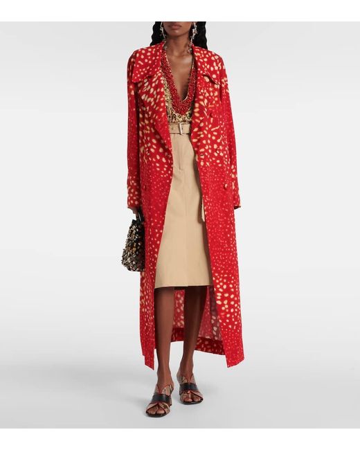 Dries Van Noten Red Printed Coat