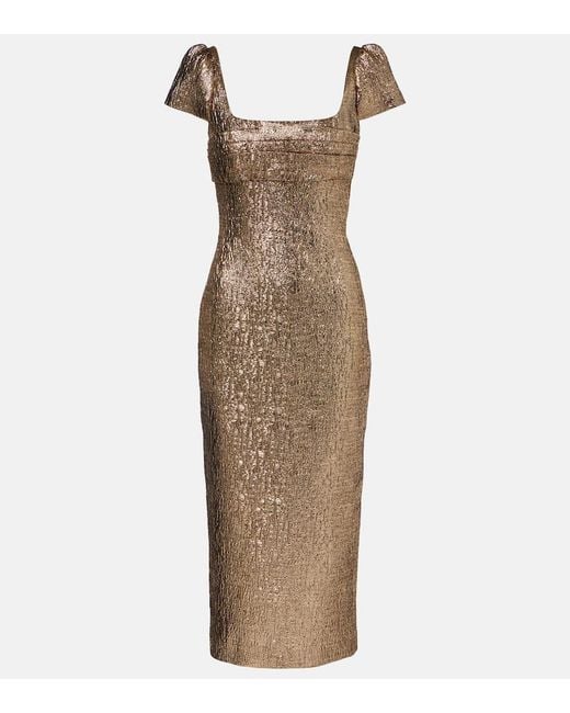 Roland Mouret Natural Draped Lame Jacquard Cocktail Dress