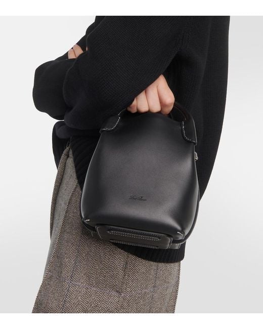 Loro Piana Black Bale Small Leather Bucket Bag