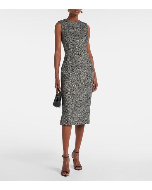 Dolce & Gabbana Gray Checked Midi Dress