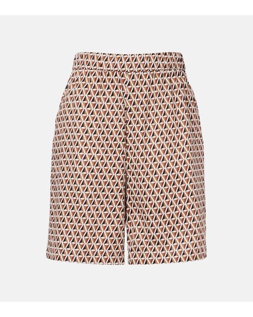 Max Mara Multicolor Omelia Printed Cotton Bermuda Shorts