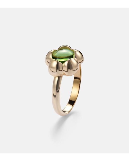 STONE AND STRAND White Kensington 14Kt Pinky Ring With Peridot
