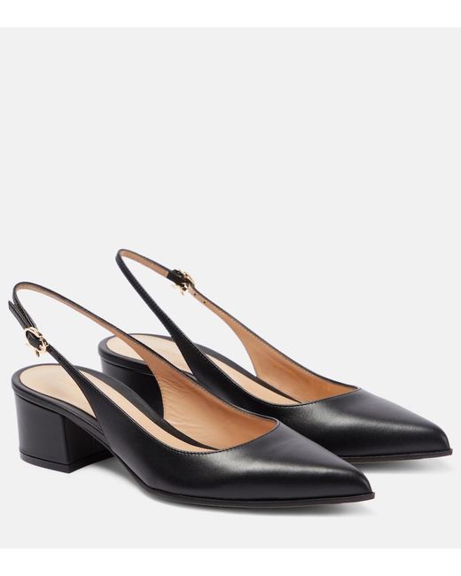 Gianvito Rossi Blue Piper Leather Slingback Pumps