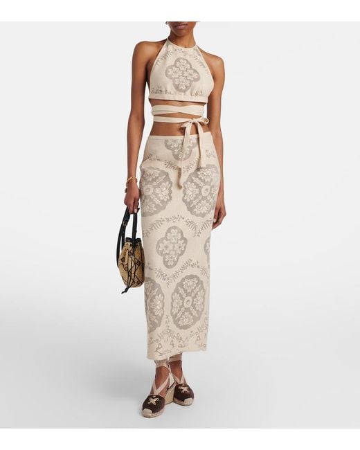 Valentino White Open-Back Cotton-Blend Crop Top
