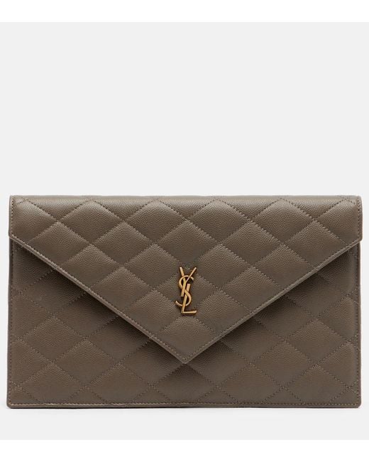 Saint Laurent Natural Paris Leather Clutch
