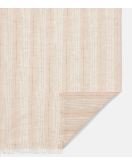 Brunello Cucinelli Natural Striped Linen-Blend Scarf
