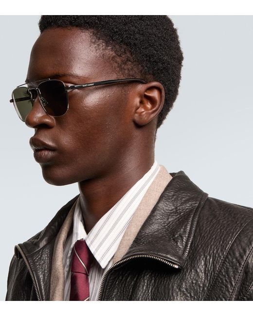 Saint Laurent Gray Sl 665 Aviator Sunglasses for men