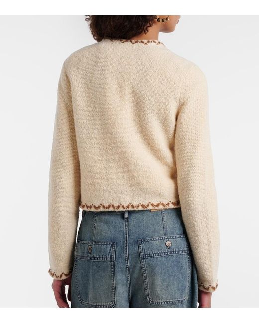 Isabel Marant Natural Rochelle Wool-Blend Tweed Cardigan