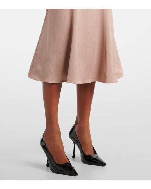 Roland Mouret Pink Belted Satin Crepe Midi Dress