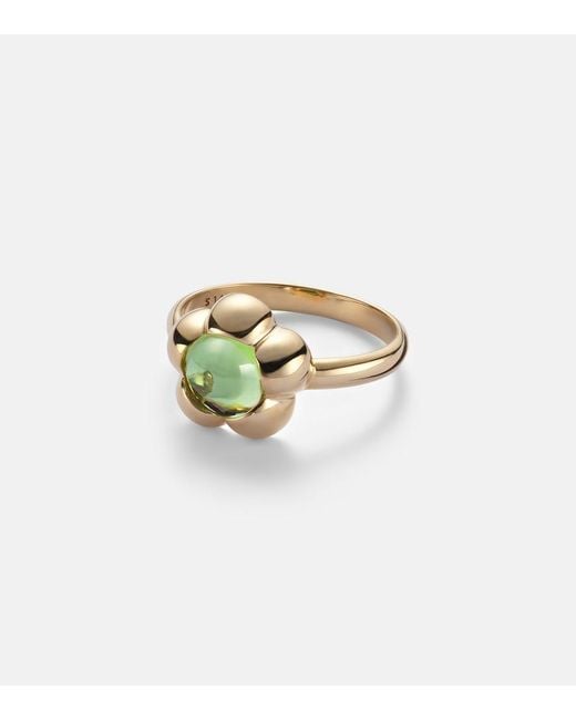 STONE AND STRAND White Kensington 14Kt Pinky Ring With Peridot