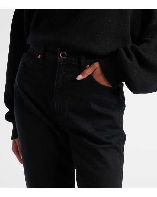 Khaite Blue Abigail Cropped Straight Jeans