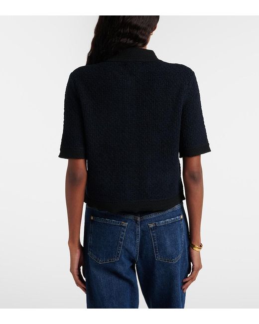 Veronica Beard Blue Cotton And Wool-Blend Cardigan