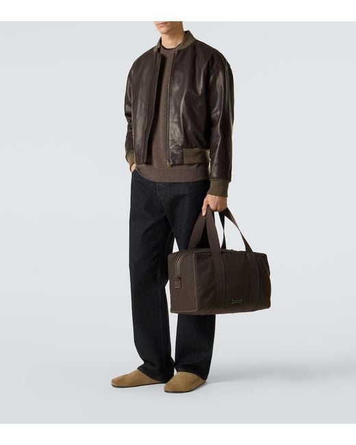 The Row Black Sisal Canvas Duffel Bag for men