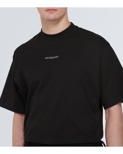 Balenciaga Black Logo Cotton Jersey T-shirt for men