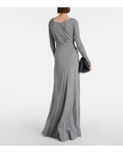 Vestido largo de algodon fruncido Victoria Beckham de color Gray