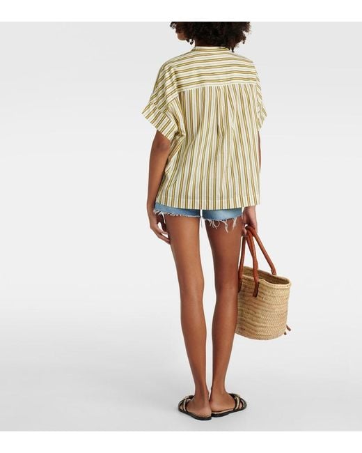 Yves Salomon Metallic Striped Cotton Top
