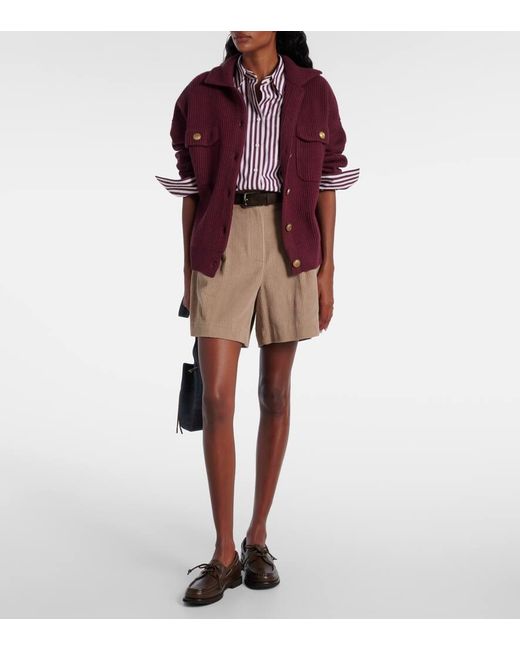 Brunello Cucinelli Purple Wool, Cashmere, And Silk Cardigan