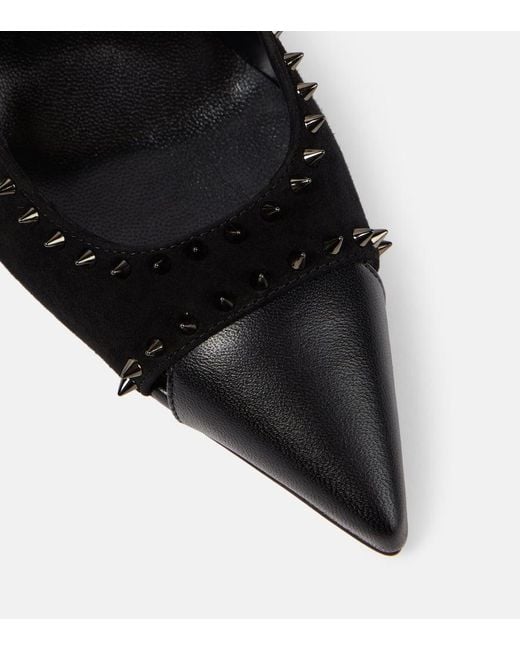 Christian Louboutin Black Duvette Spikes 85 Leather & Suede Pump