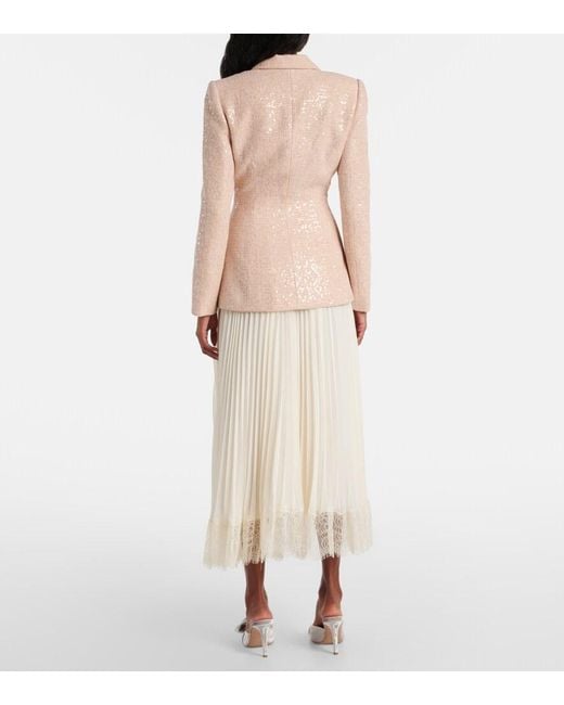 Robe Midi A Sequins Self-Portrait en coloris Natural