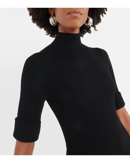 Dorothee Schumacher Black Plisse Knit Midi Dress