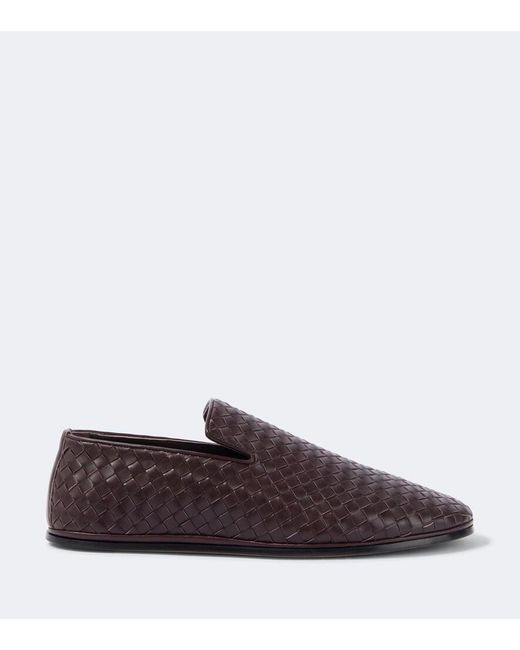 Bottega Veneta Brown Sunday Intrecciato Leather Slip-On Shoes for men