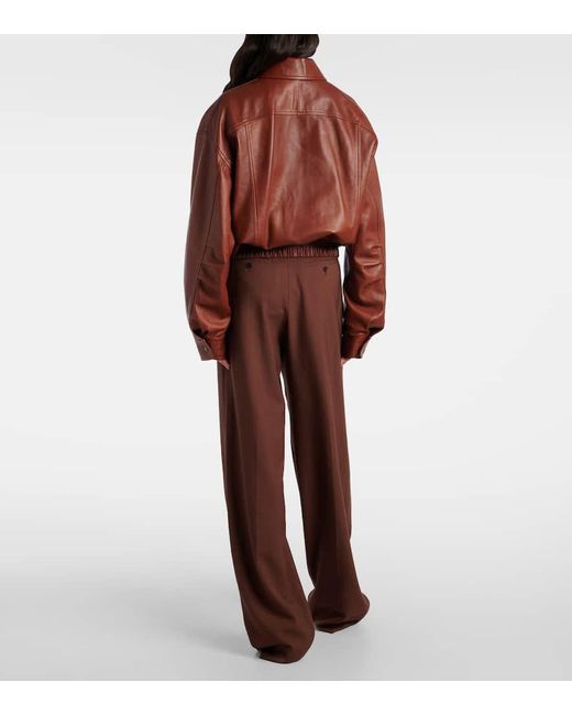 Saint Laurent Brown Leather Bomber Jacket